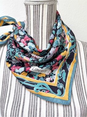 Liberty London Silk Floral Scarf Made in England 22” Square